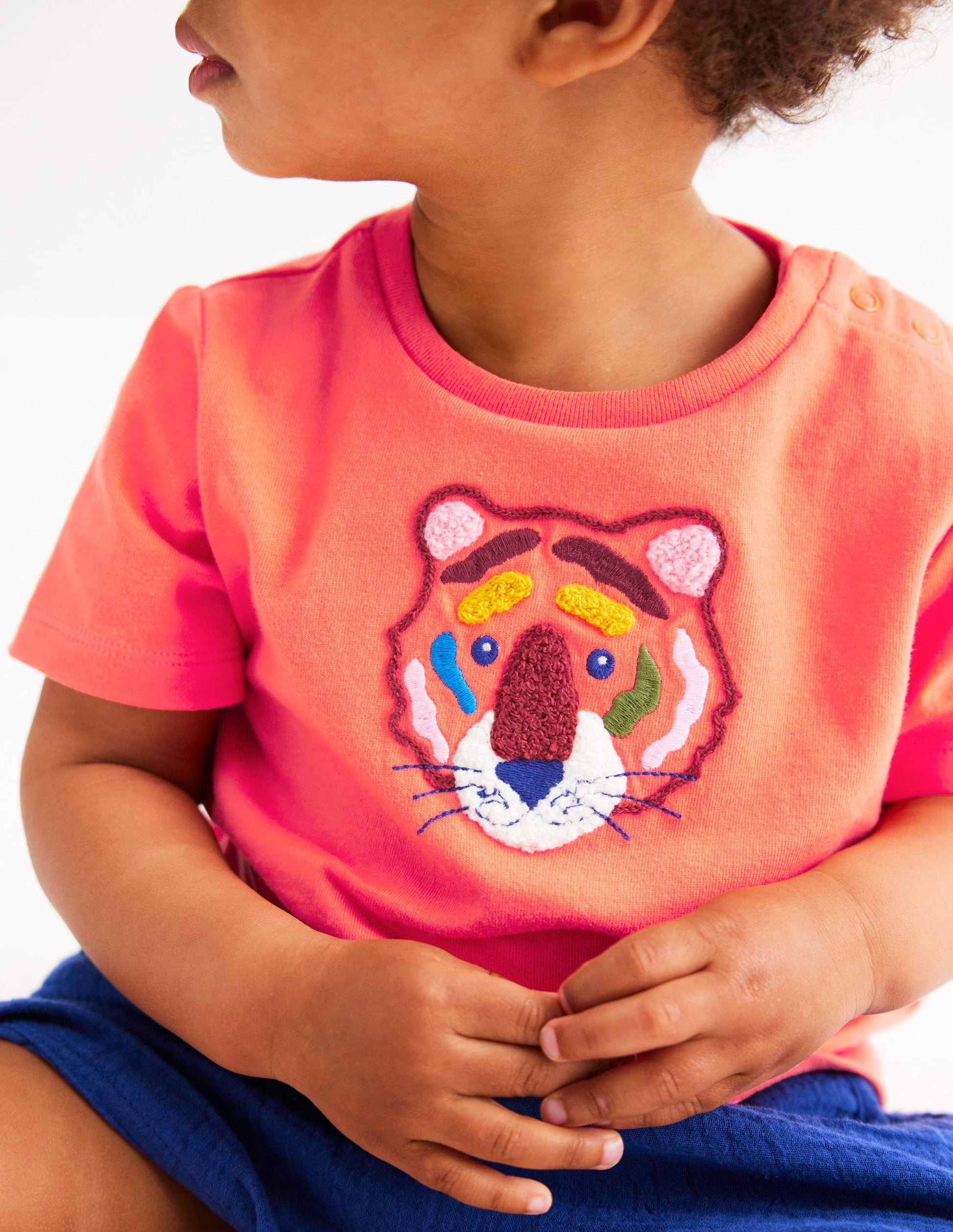 Logo Interest T-Shirt-Hot Coral Tiger-2