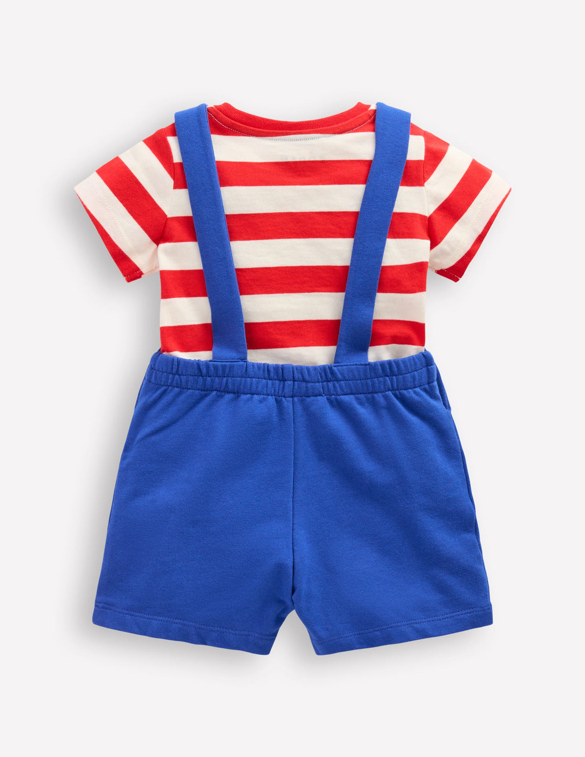 Boucle Jersey Dungaree Set-Navy Fruit - Image 5