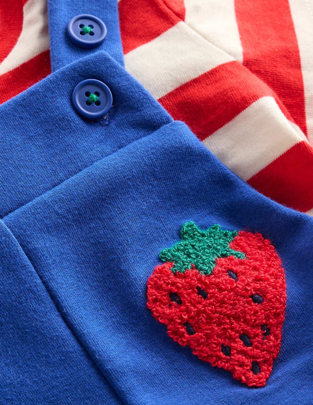 Boucle Jersey Dungaree Set-Navy Fruit - Image 6