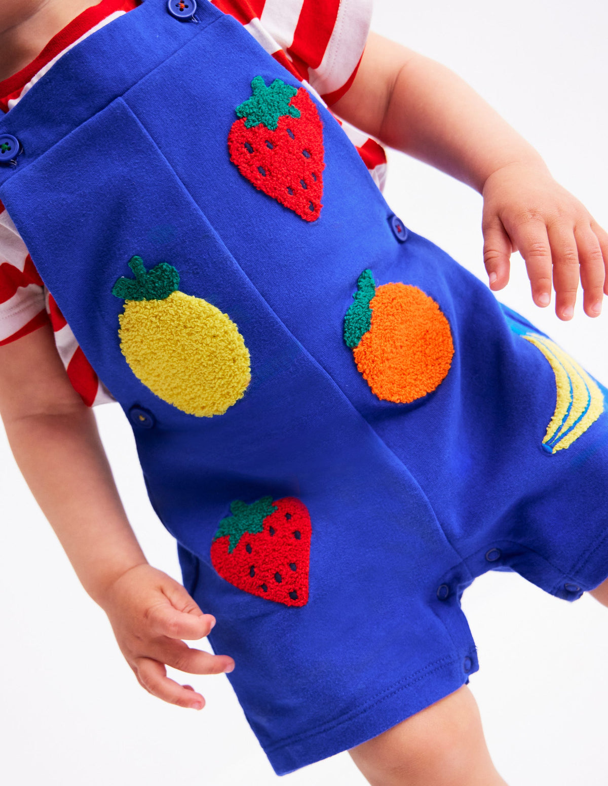 Boucle Jersey Dungaree Set-Navy Fruit - Image 3