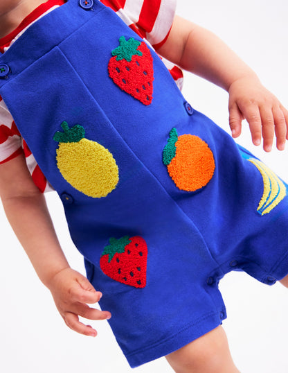 Boucle Jersey Dungaree Set-Navy Fruit-4