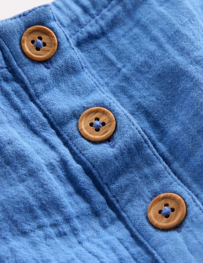 Double Cloth Dungaree Set-Peacock Plume Blue Fruit-7