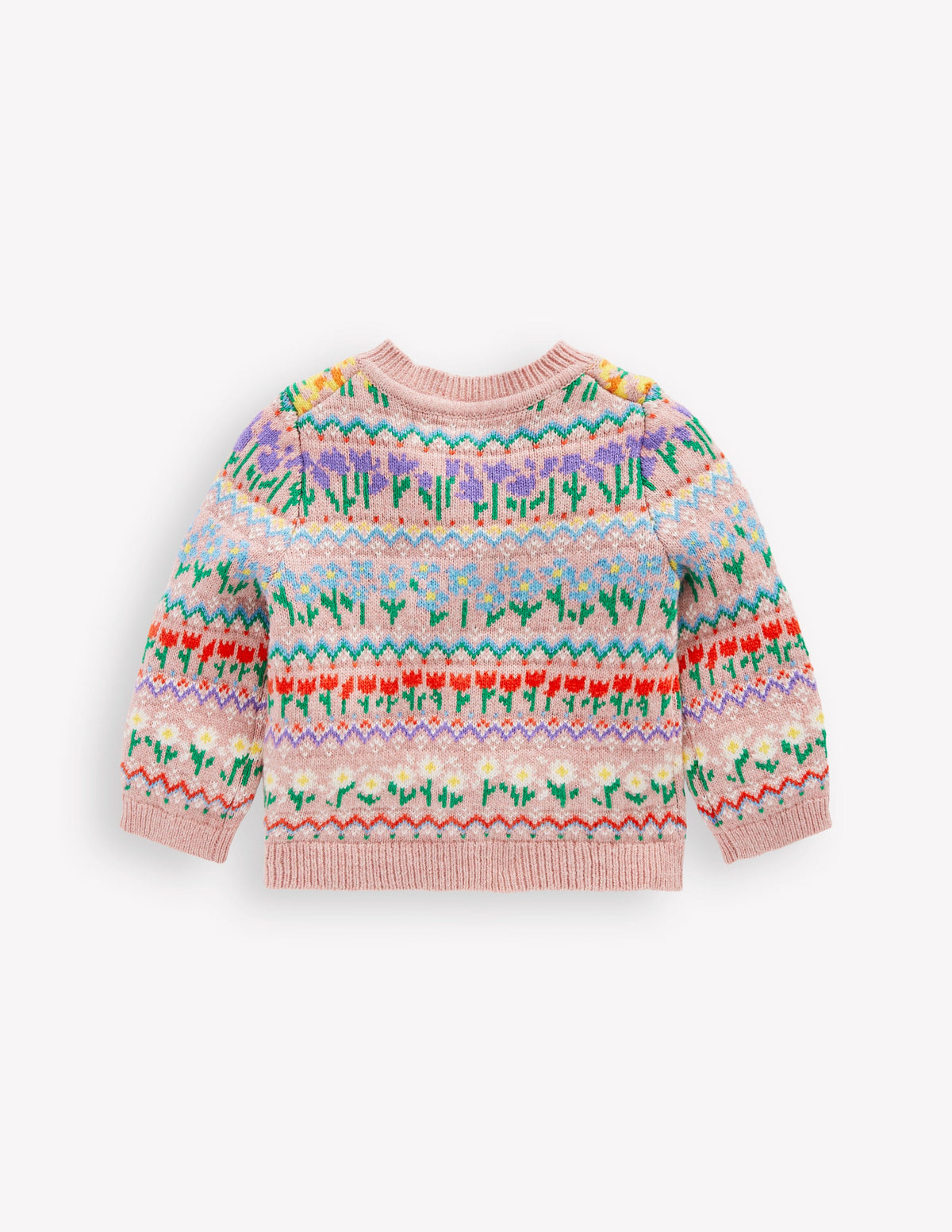 Edie Fair Isle Cardigan-Bubblegum Pink Flowers - Image 2