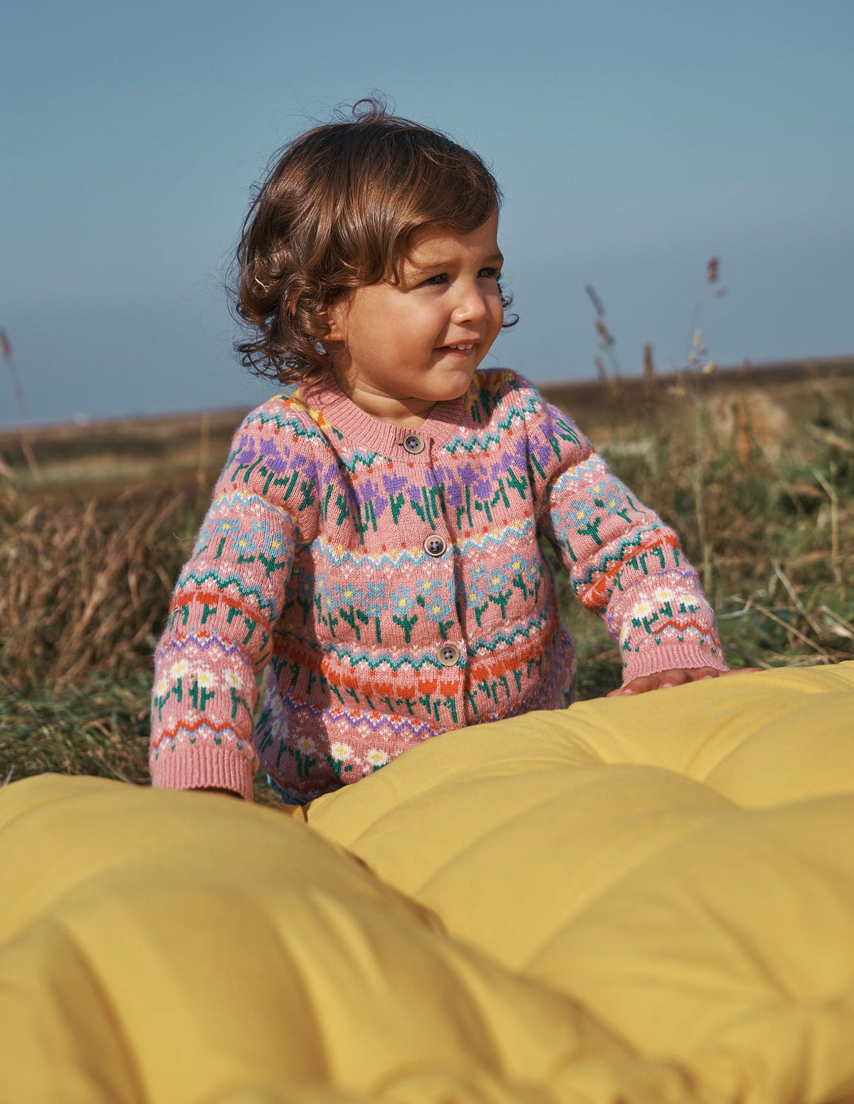 Edie Fair Isle Cardigan-Bubblegum Pink Flowers - Image 4