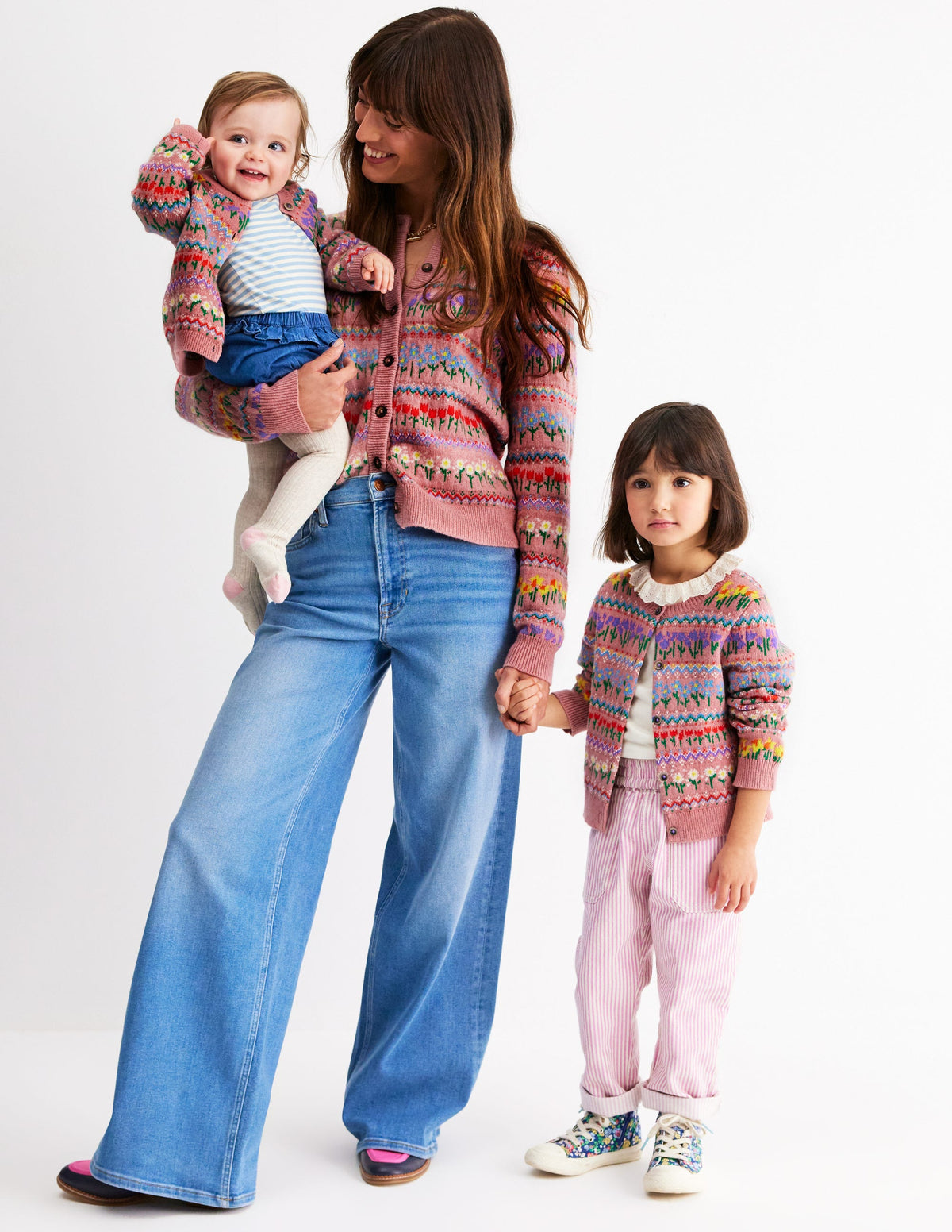 Edie Fair Isle Cardigan-Bubblegum Pink Flowers - Image 6