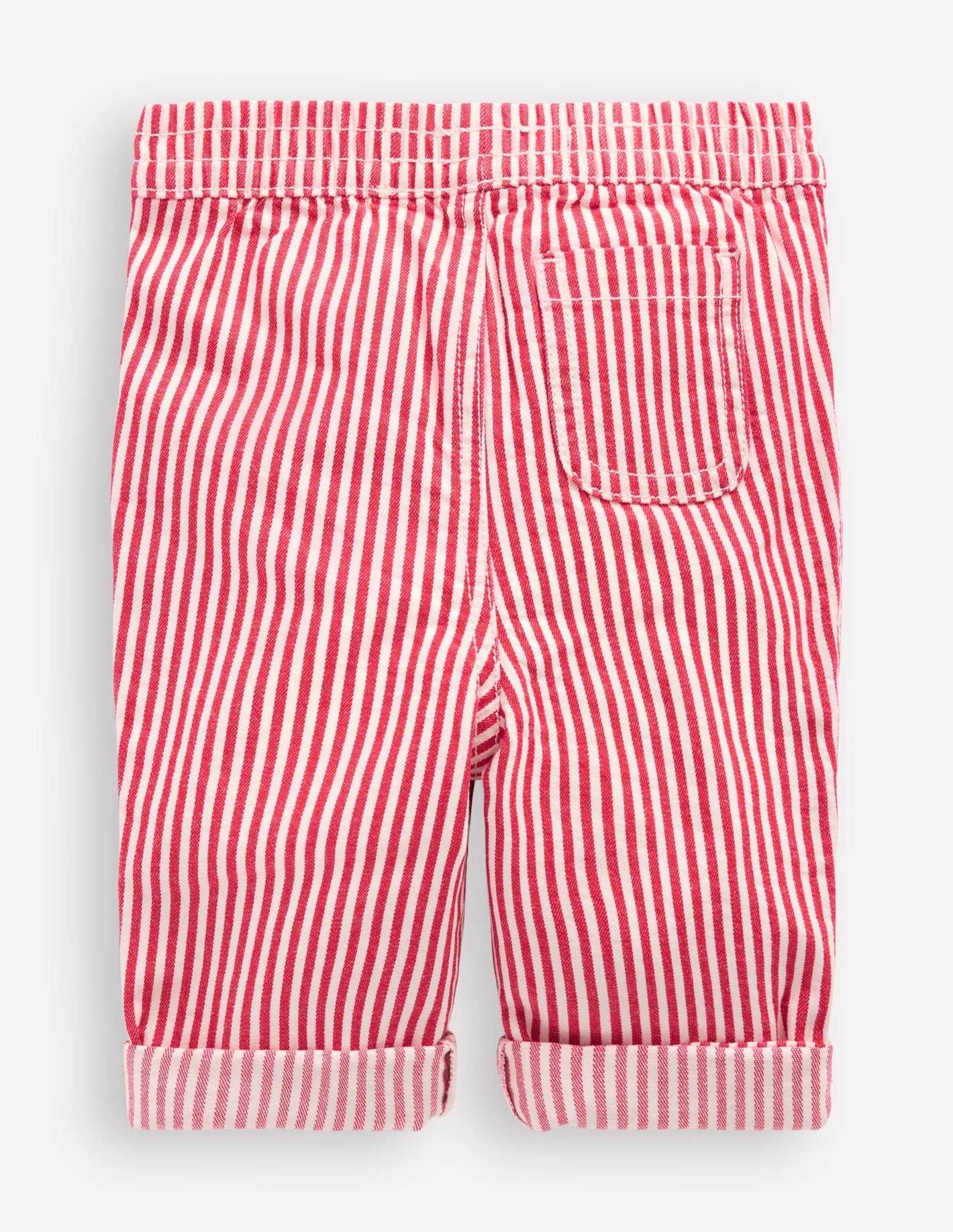 Boys Woven Pull Ons-Soft Ivory/Poppy Red