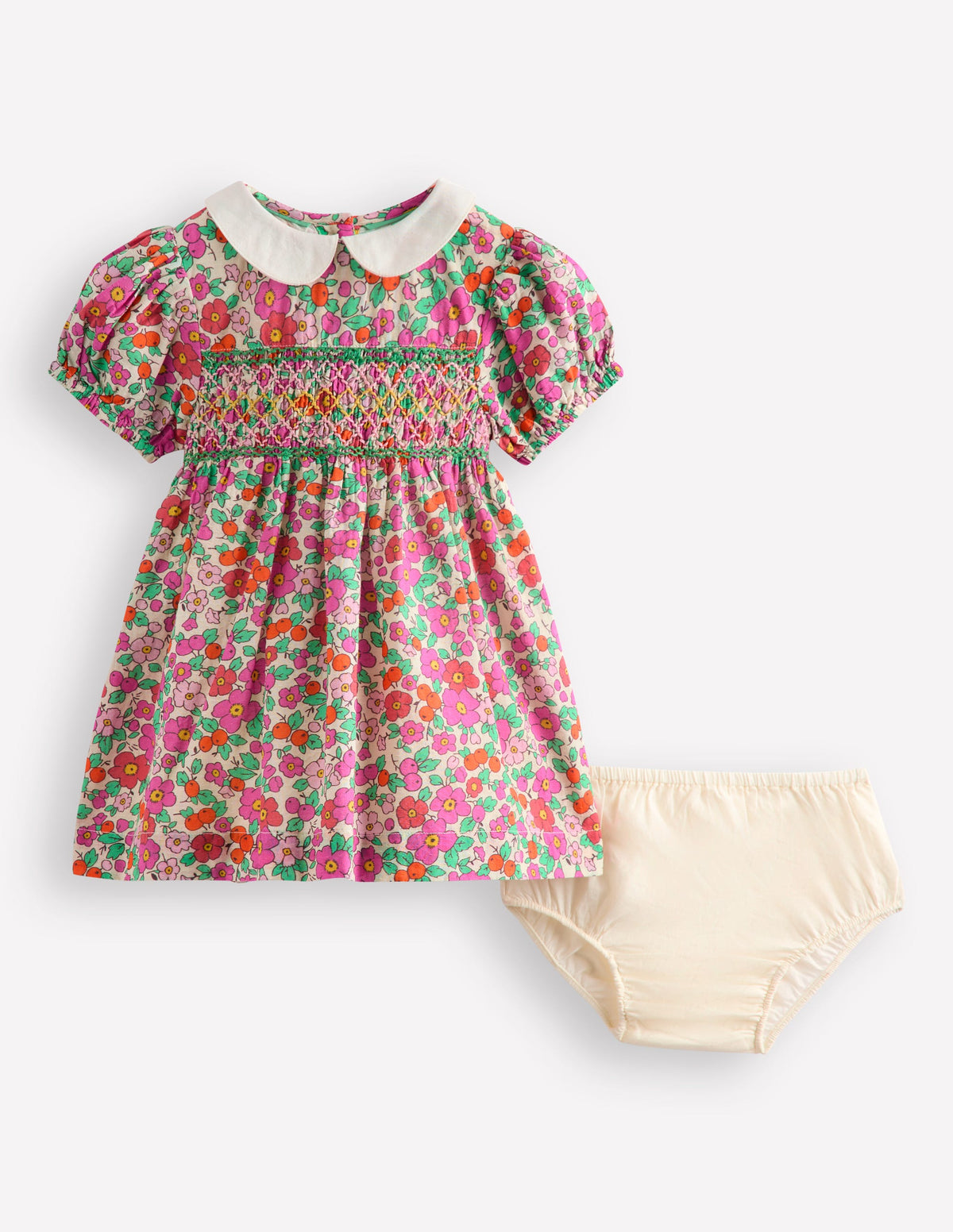 Traditional Smock Dress-Pink Apple Blossom - Image 1