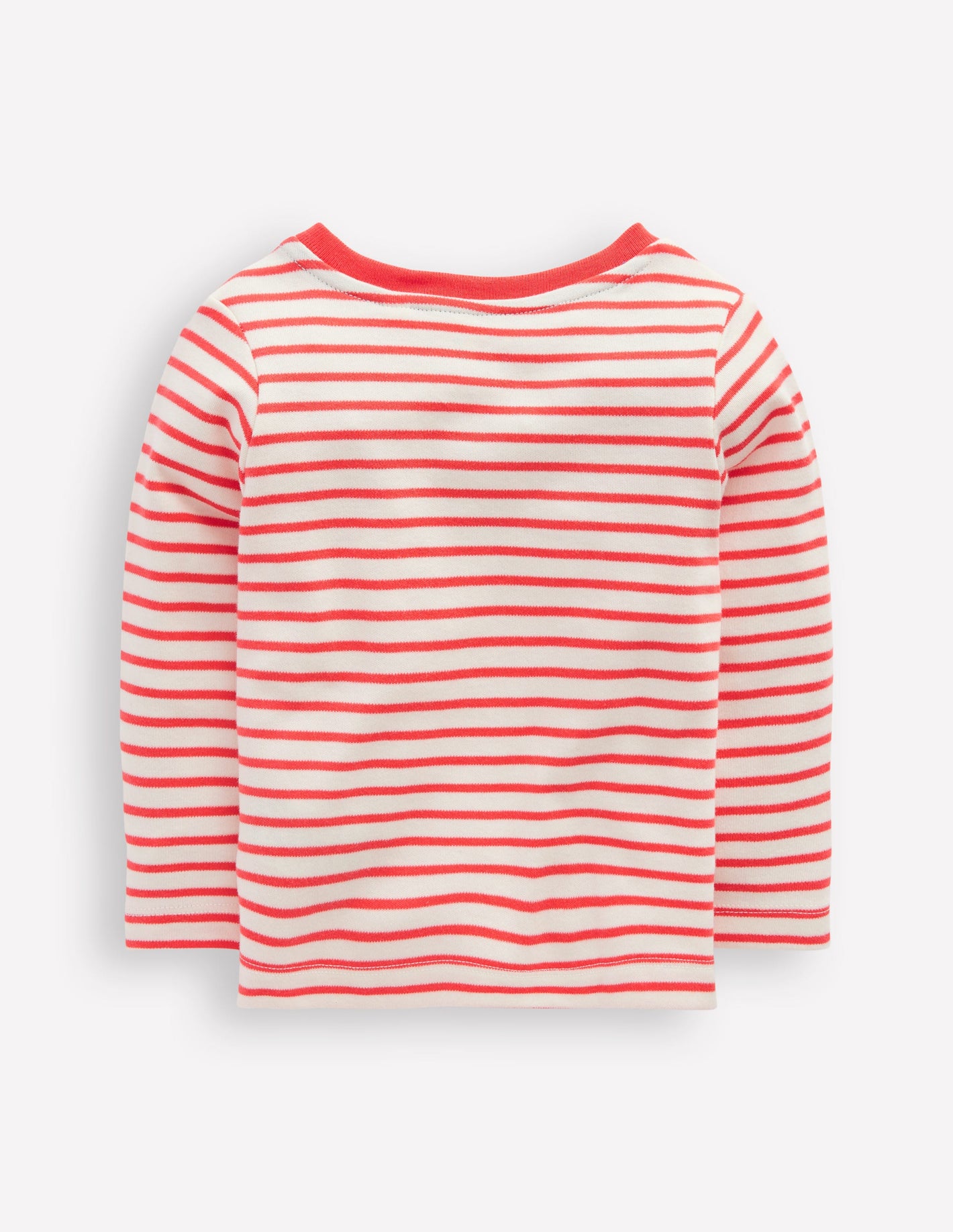 Boys Applique T-Shirt-Soft Ivory and Jam Red Stripe