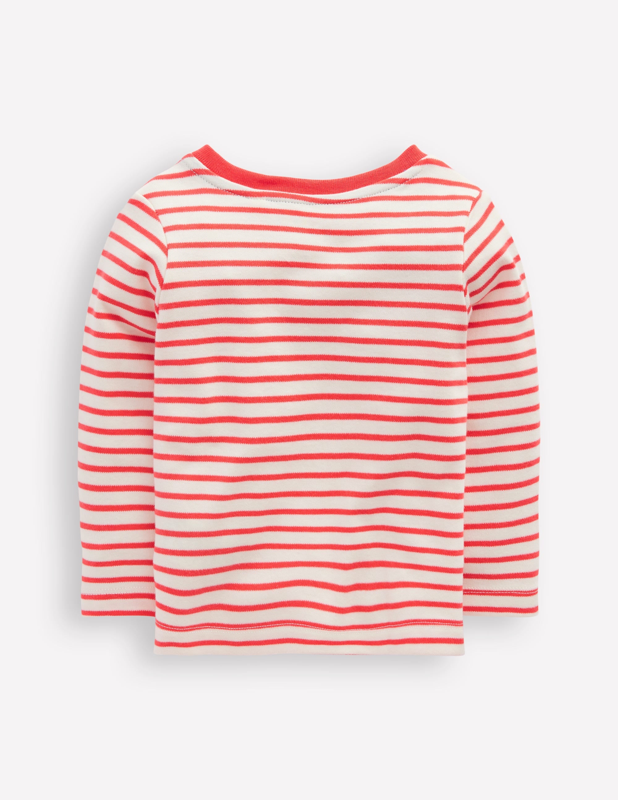 Long Sleeve Appliqué T-shirt-Soft Ivory and Jam Red Stripe - Image 2