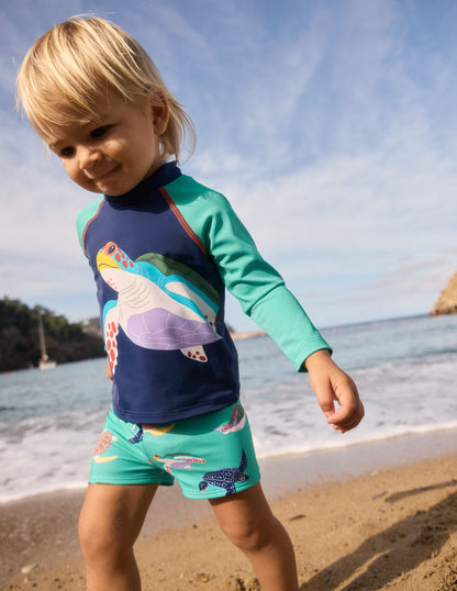 Fun Rash Vest Set-Aquamarine Blue Turtles