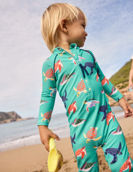 Fun Sun Safe Surfsuit-Aquamarine Blue Turtles