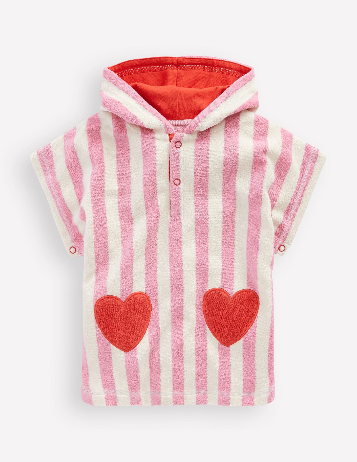 Towelling Throw On-Bubblegum Pink Heart Stripe