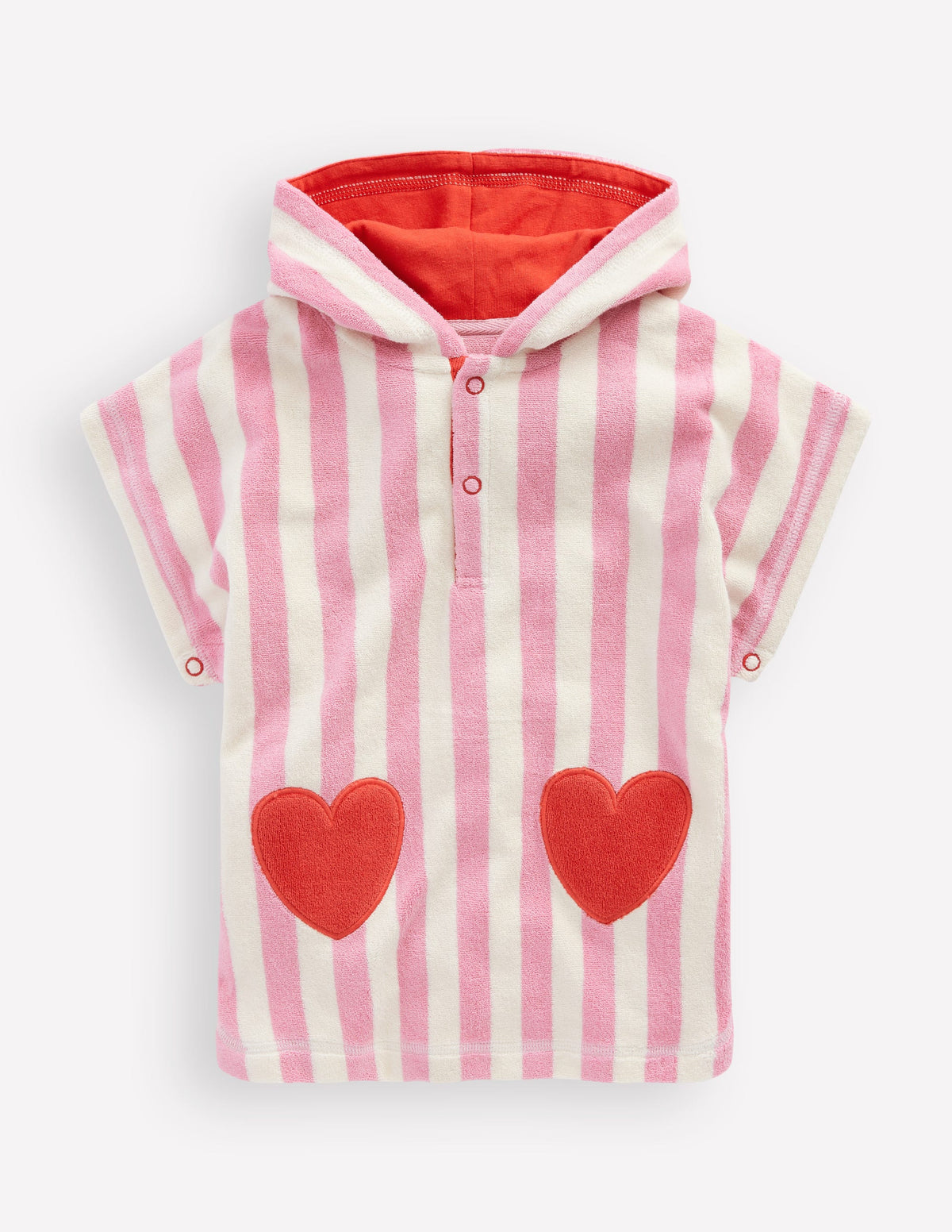 Novelty Towelling Throw-on-Bubblegum Pink Heart Stripe - Image 1