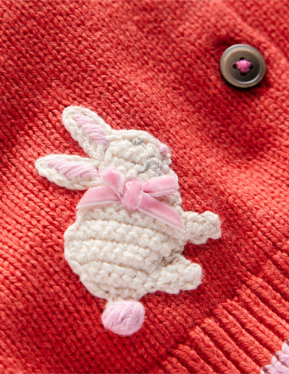 Fun Logo Cardigan-Jam Red Bunnies