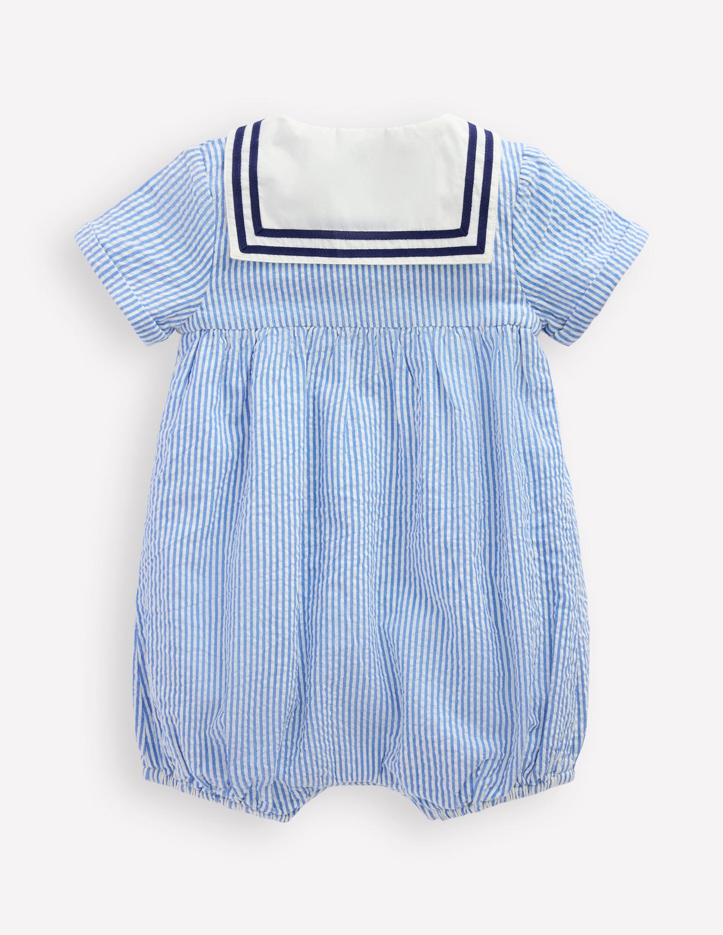 Boys Heritage Nautical Romper-Vintage Blue Ticking Stripe