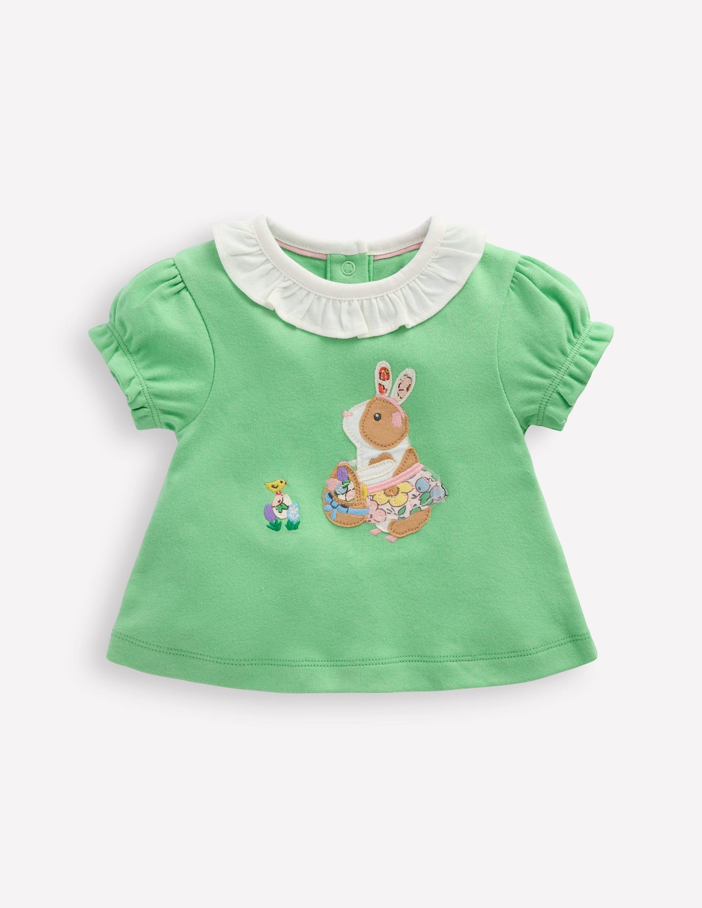 Ruffle Neck T-Shirt-Green Guinea Pig