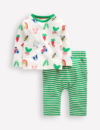 Printed Jersey Play Set-Soft Ivory Farm