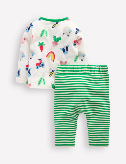 Printed Jersey Play Set-Soft Ivory Farm