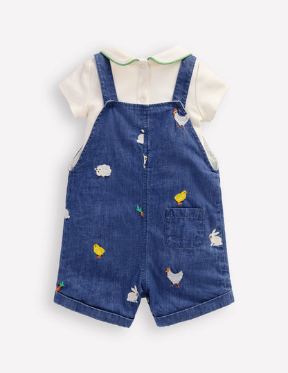 Embroidered Dungaree Set-Denim Easter Embroidery-3
