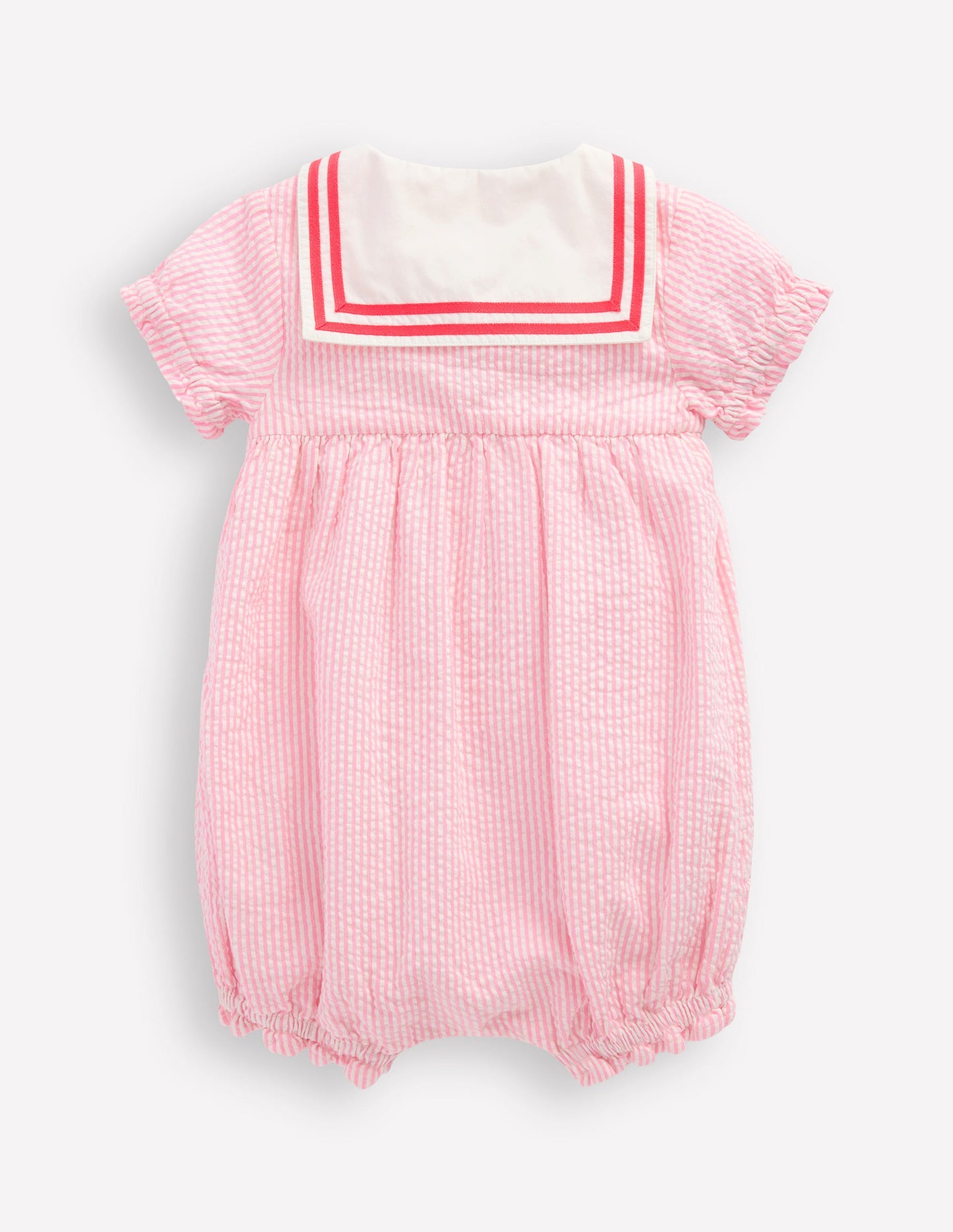 Heritage Nautical Romper-Pink Ticking Stripe