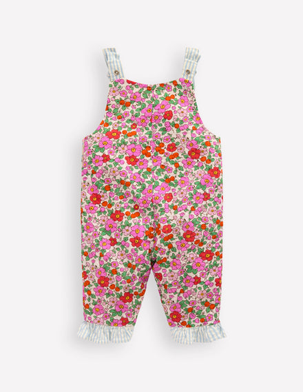 Girls Heart Patch Dungaree-Pink Apple Blossom Floral