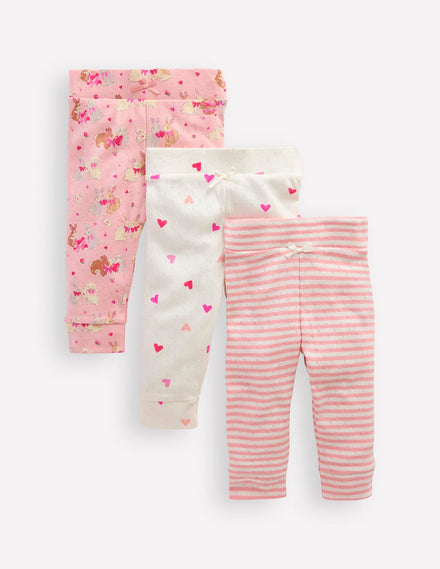 Pointelle 3 Pack Leggings-Pink Love Bunnies