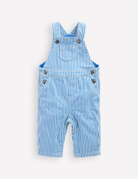 Woven Dungarees-Blue Ticking Stripe