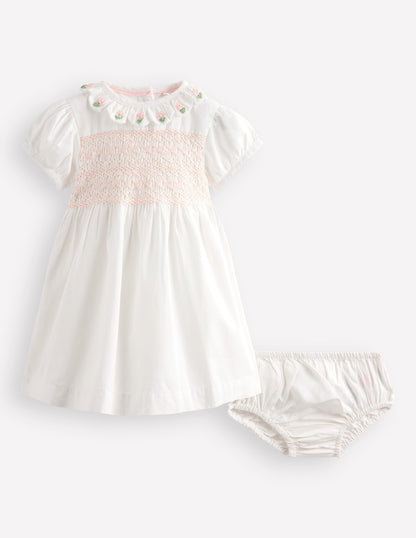 Occasion Smocked Dress-Ivory