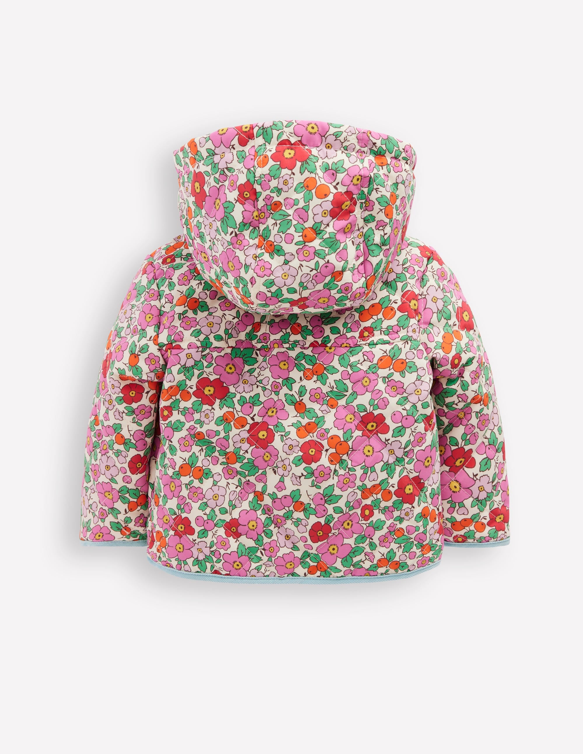 Quilted Hooded Jacket-Pink Apple Blossom Floral - Image 2