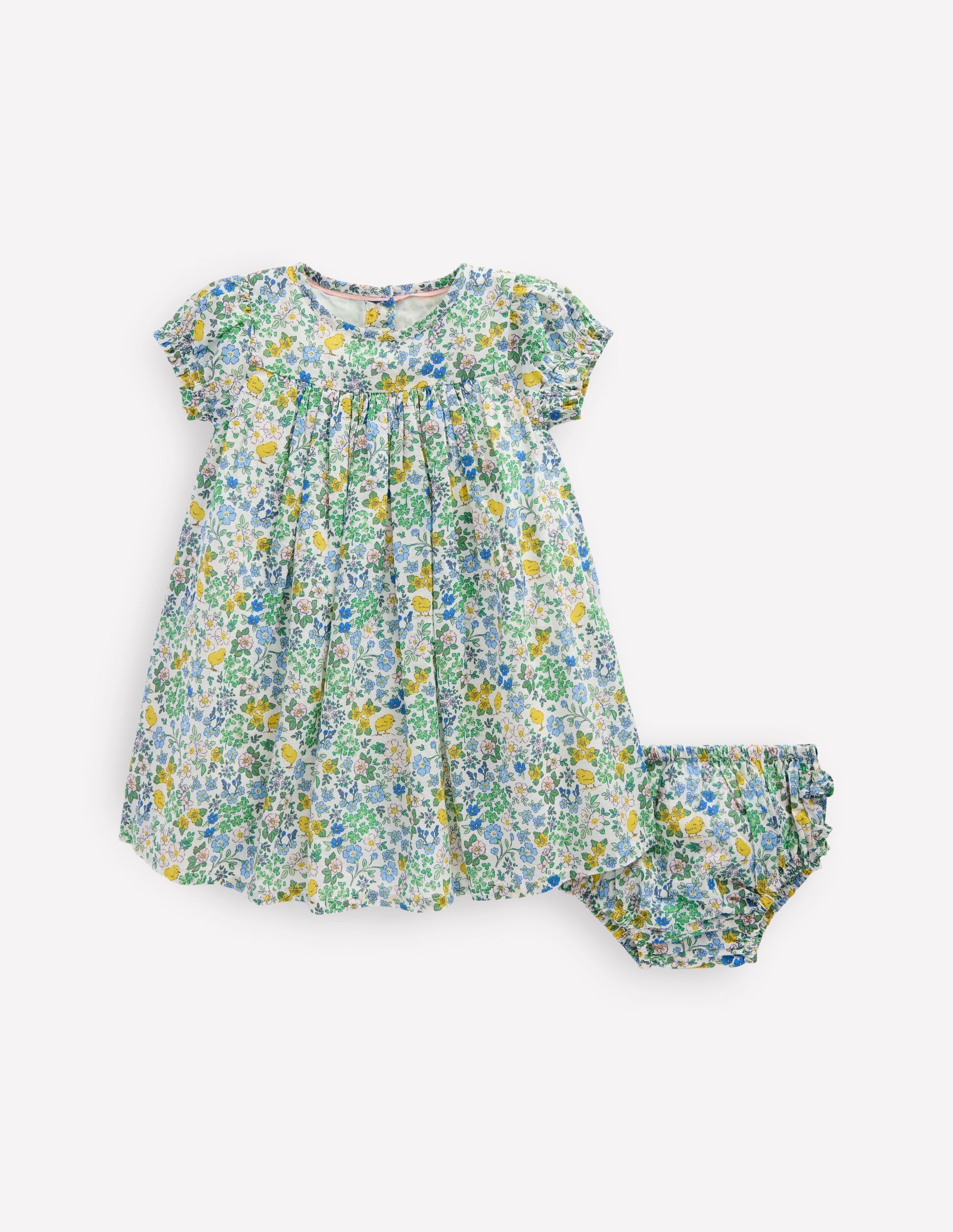 Gathered Woven Dress-Multi Chick Floral - Image 1