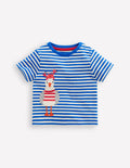Fun Appliqué T-shirt-Soft Ivory/ Kingfisher Blue