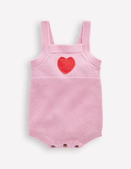 Knitted Romper-Vintage Pink Heart