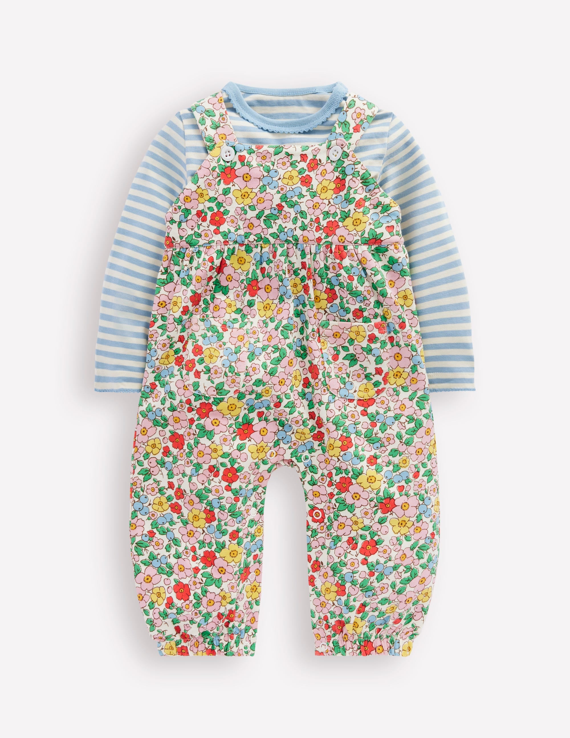 Jersey Dungaree Set-Eggnog Apple Blossom - Image 1