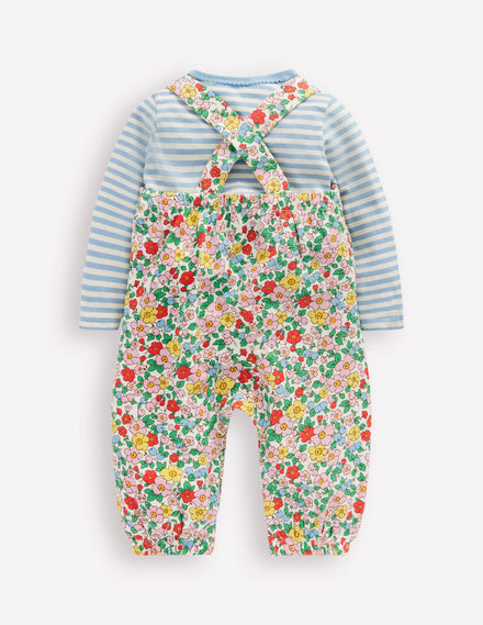 Jersey Dungaree Set-Eggnog Apple Blossom