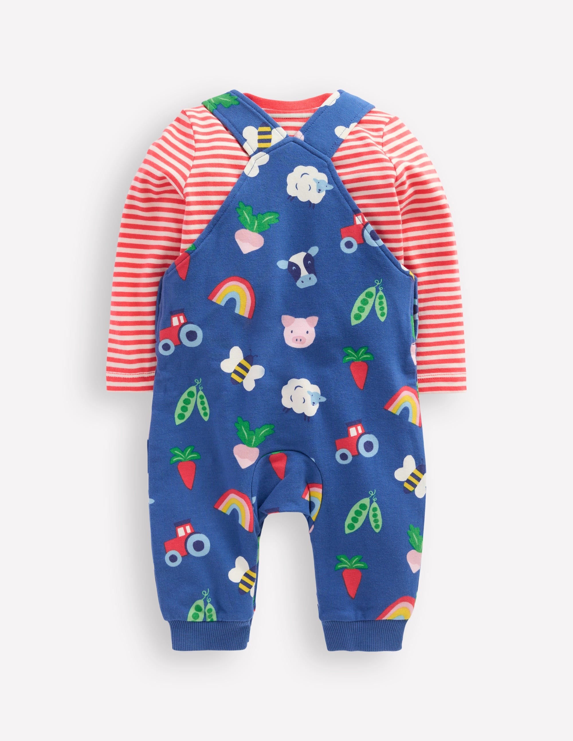 Jersey Dungarees Set-Delft Rainbow Farm - Image 2