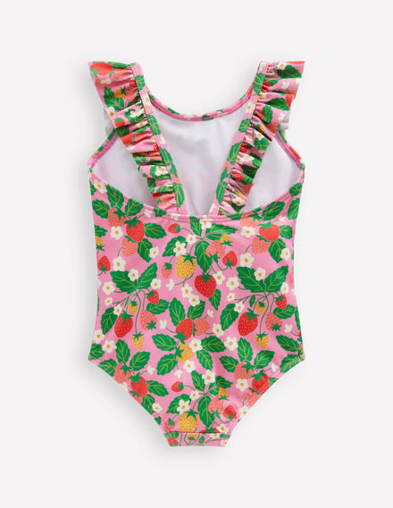 Frilly Swimsuit-Pink Strawberry Patch