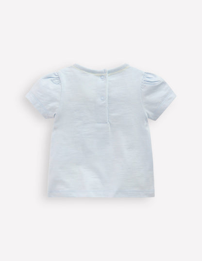 Girls Puff Sleeve Logo T-Shirt-Cloud Blue Dalmation Unicycle-2