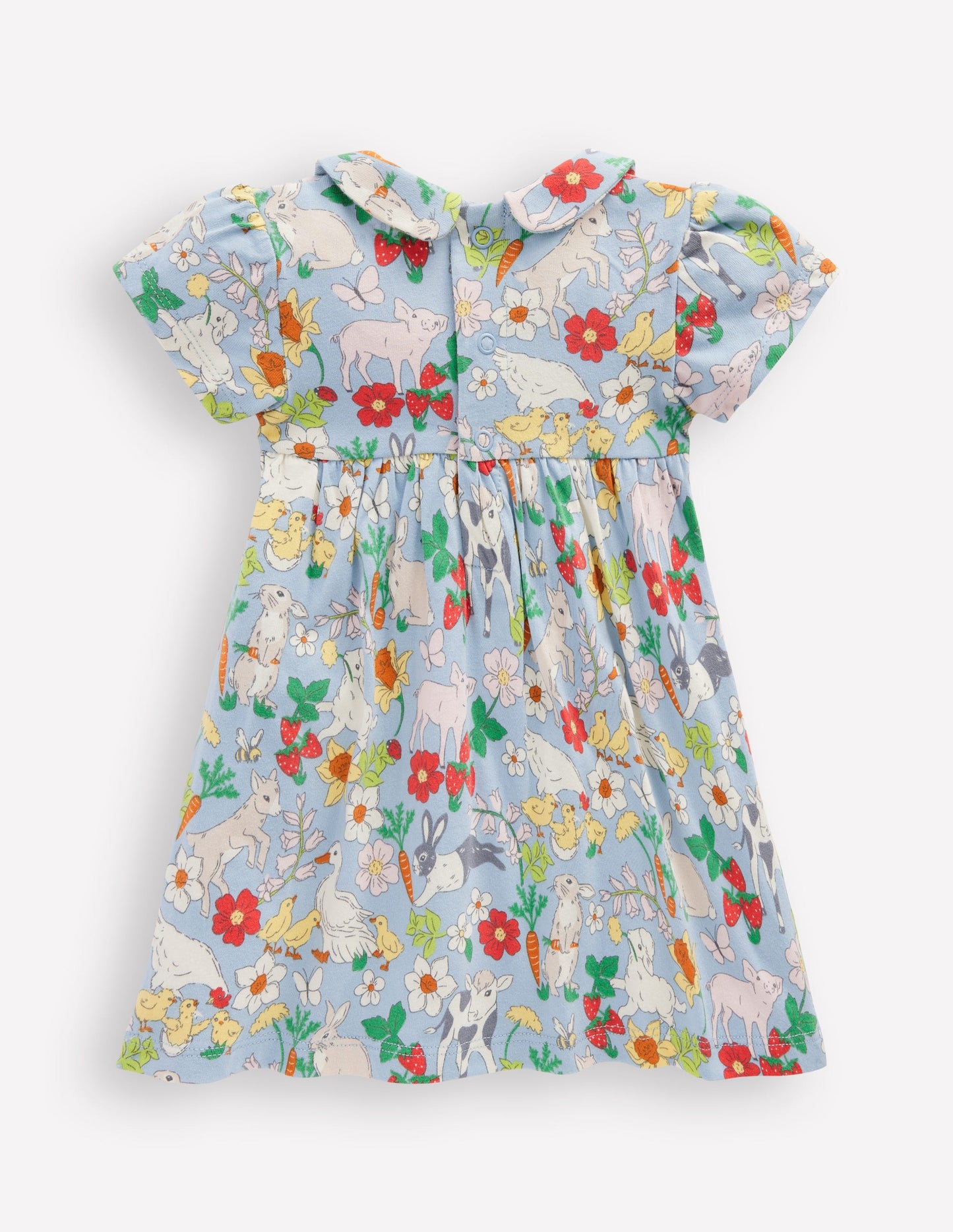 Jersey Peter Pan Collar Dress-Misty Blue Spring Meadow