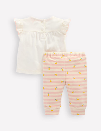 Embroidered Jersey Set-Soft Ivory Fruit