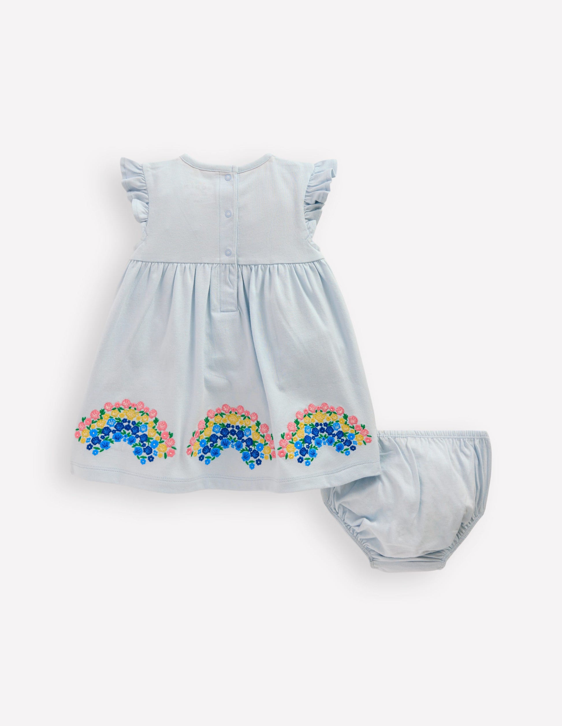 Logo Jersey Frill Sleeve Dress-Blue Rainbow-2