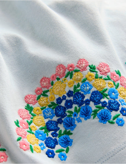 Logo Jersey Frill Sleeve Dress-Blue Rainbow-3