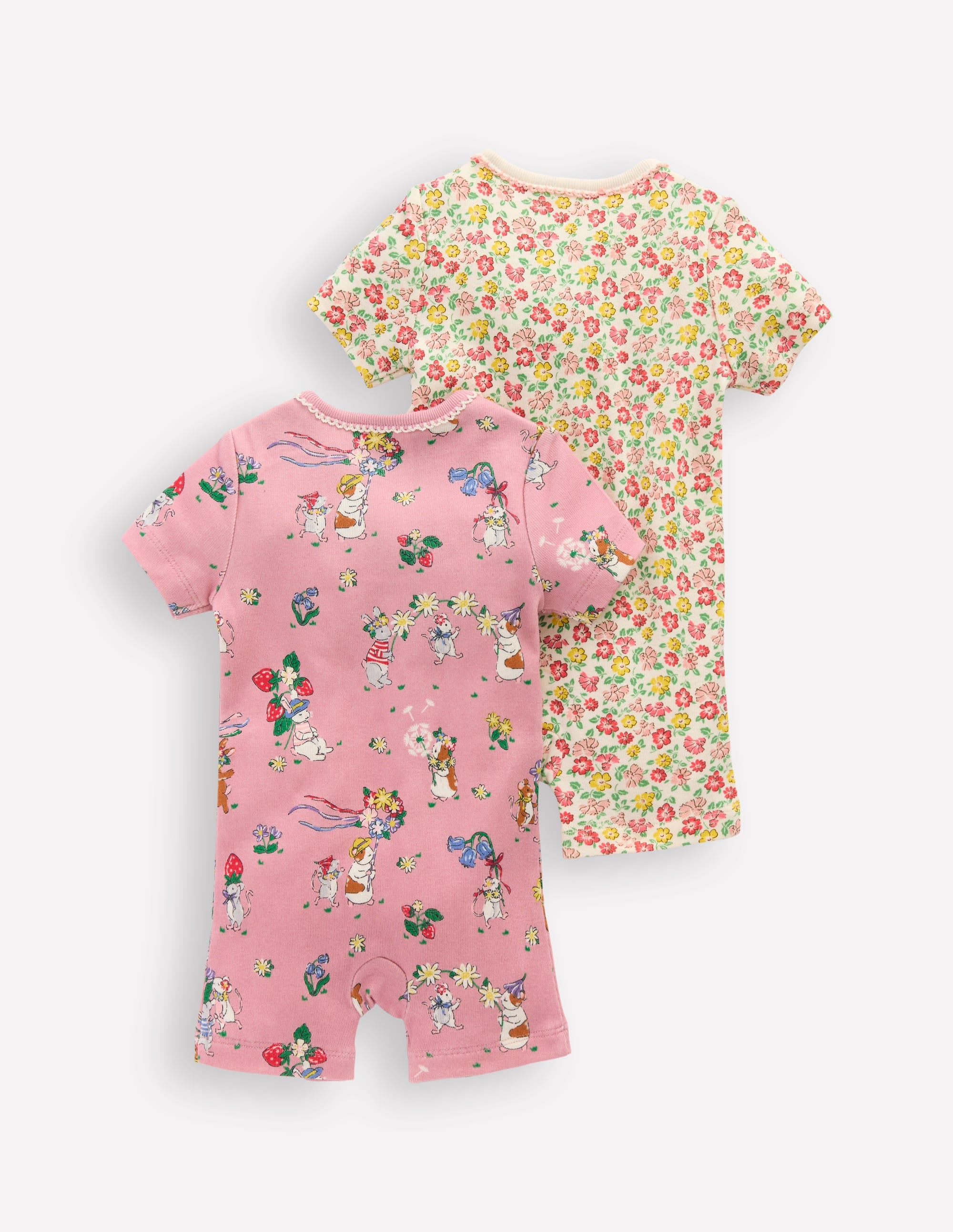 Twin Pack Short Rompers-Multi Summer Flowerbed - Image 5