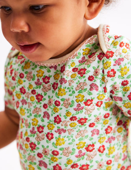 Twin Pack Short Rompers-Multi Summer Flowerbed