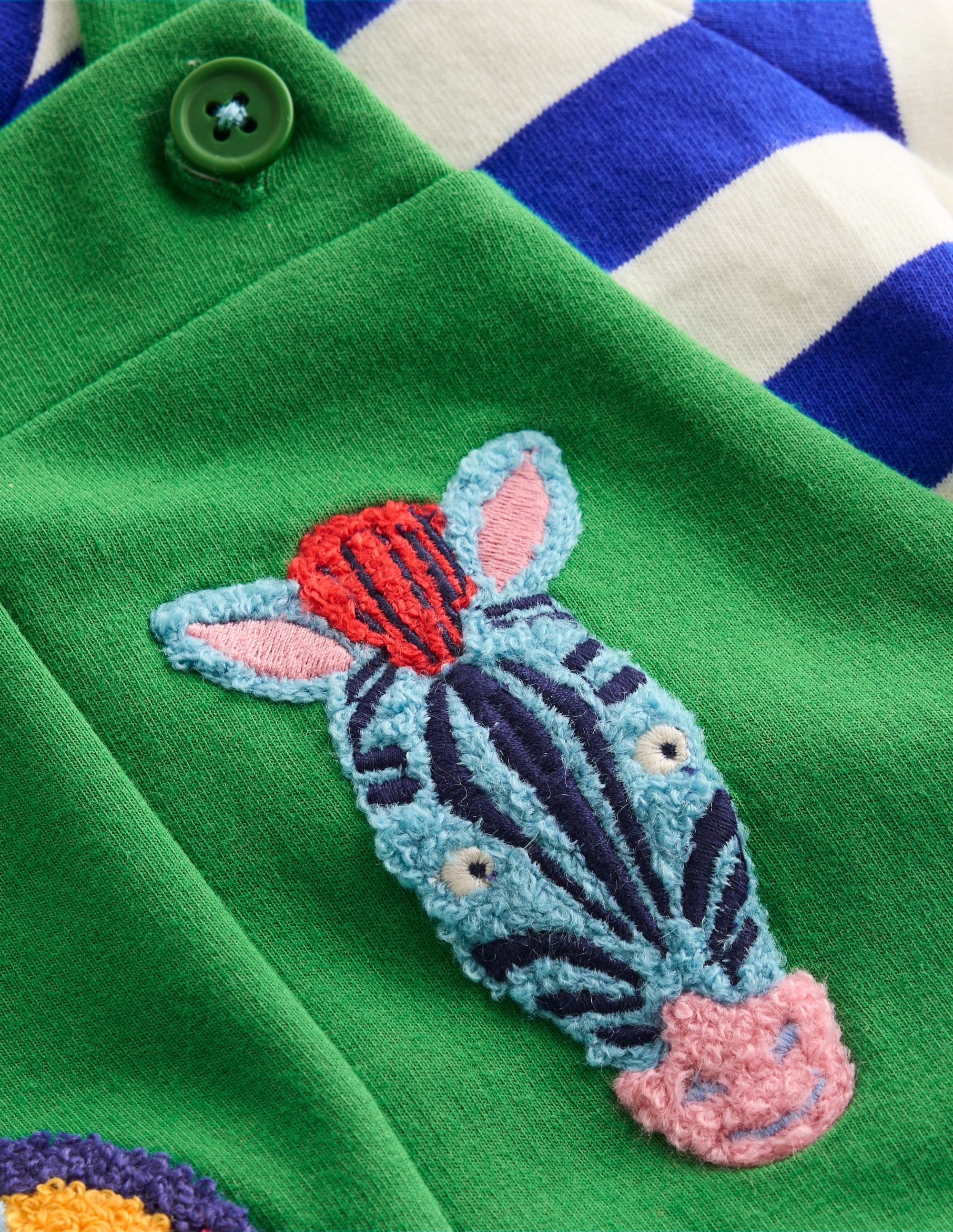 Boucle Jersey Dungaree Set-Green Jungle Animals - Image 6