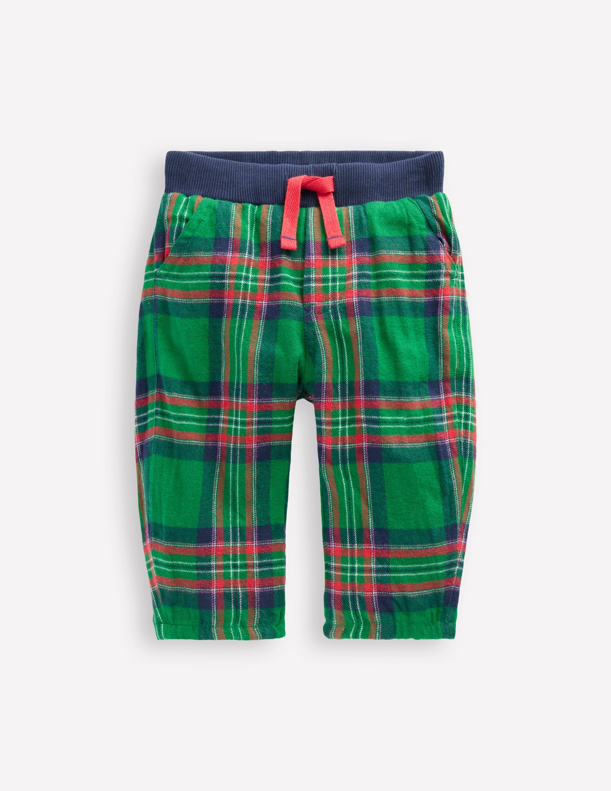 Cosy Lined Trousers-Green Check - Image 1