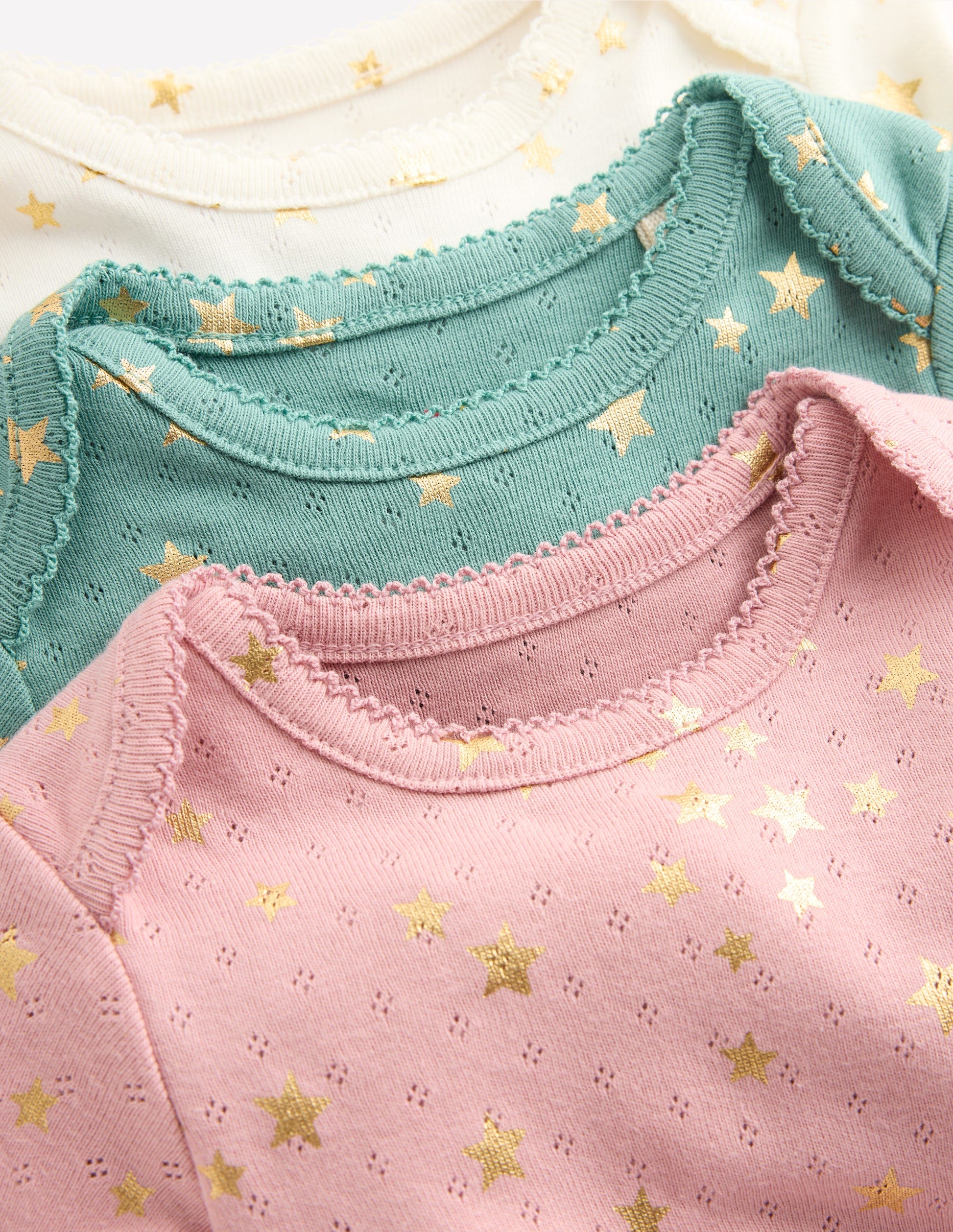 3 Pack Pointelle Bodies-Multi Foil Stars-3