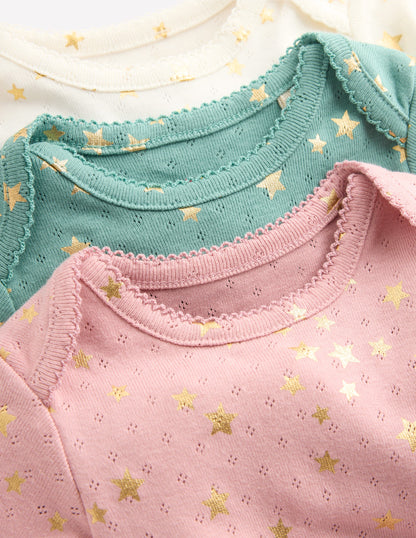 3 Pack Pointelle Bodies-Multi Foil Stars-3