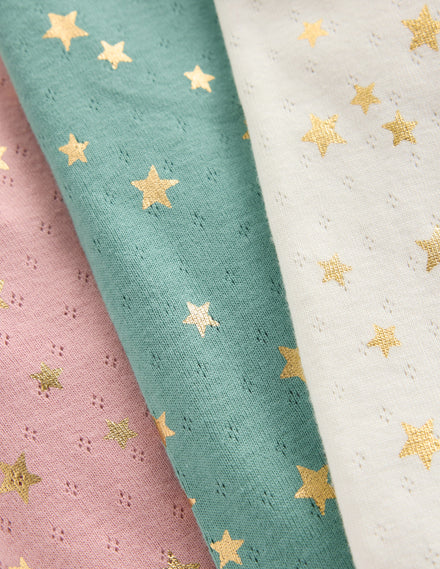 3 Pack Pointelle Leggings-Multi Foil Stars