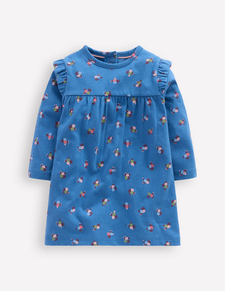 Printed Jersey Dress-Blue Floral