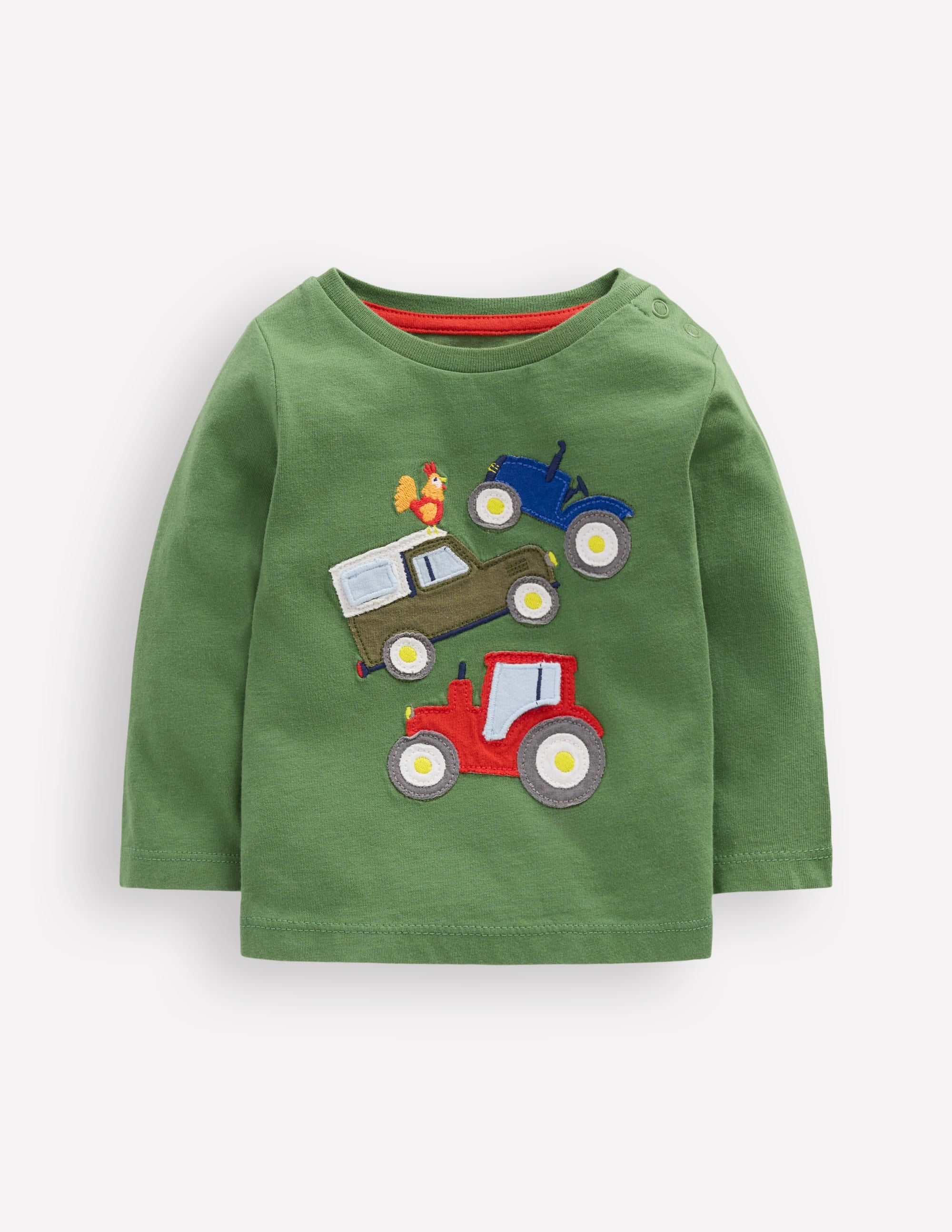 Long Sleeve Appliqué T-shirt-Green Lift The Flap Transport - Image 1